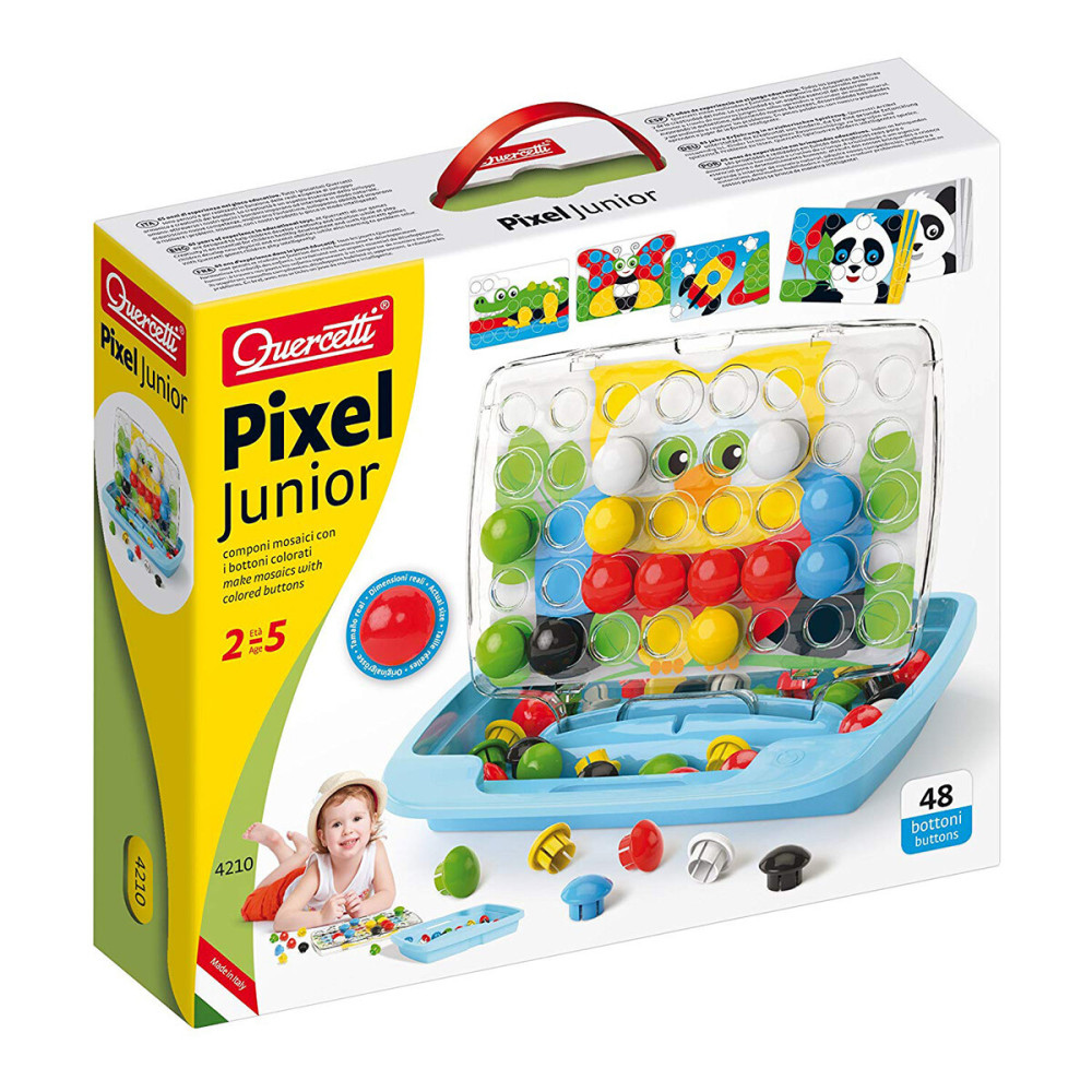 Quercetti Pixel Junior 48 фішок, кейс - набір для занять мозаїкою (4210-Q) Quercetti Pixel Junior 48 фішок, кейс - набір для занять мозаїкою (4210-Q)