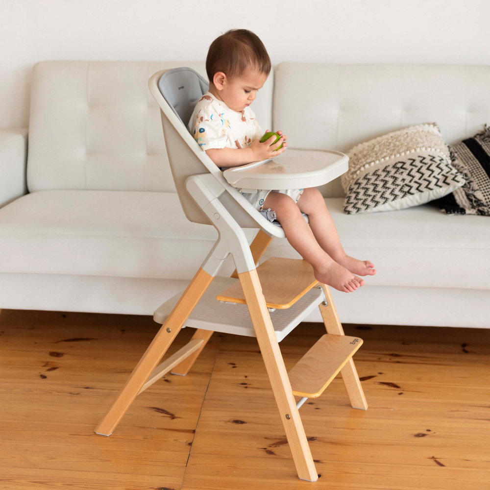 Carrello Ergo CRL-16701 - стільчик для годування, шезлонг для немовля, навчальна вежа до 75 кг, дитячий стільчик (дуга з м’якими іграшками, регульована підніжка) • Linen Beige