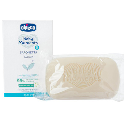 Chicco Baby Moments Мыло 100 г - детское мыло с глицерином «Мягкая пена»
