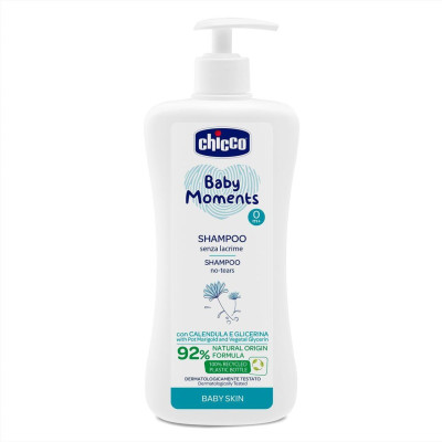 Chicco Baby Moments Шампунь Календула 500 мл - детский шампунь «Без слез» с экстрактом календулы, с дозатором