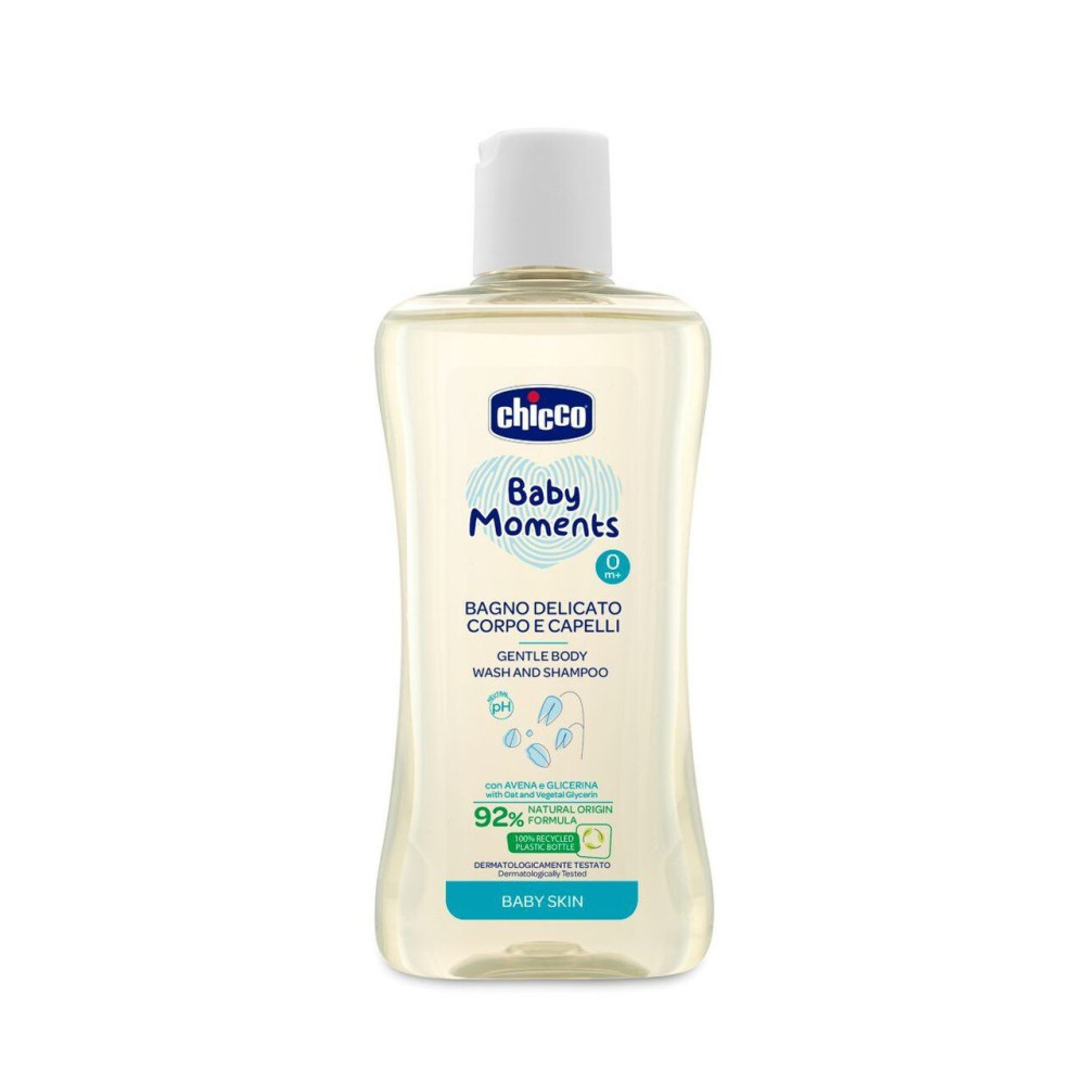 Chicco Baby Moments Гель-шампунь Овес 200 мл - для тела и волос «Без слез» с экстрактом овса