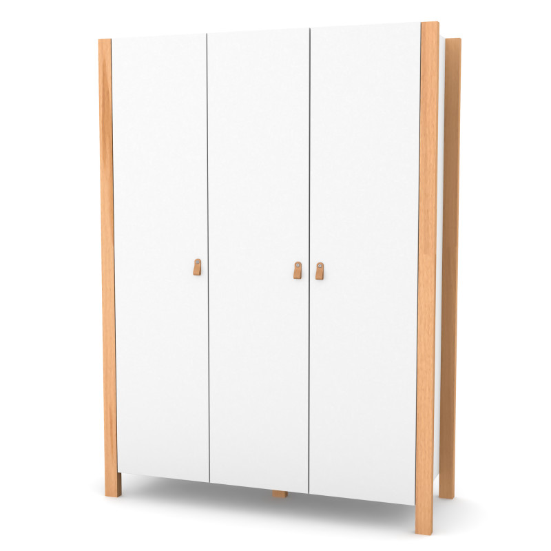 Veres Monaco | Верес Монако 1310 - дитяча шафа для речей, тридверна (131x47x179.5 см) • White Natural | Біло-буковий