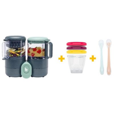 Babymoov Nutribaby One Pack - блендер-пароварка 4-в-1 с 3 контейнерами Babybols и 2 ложками