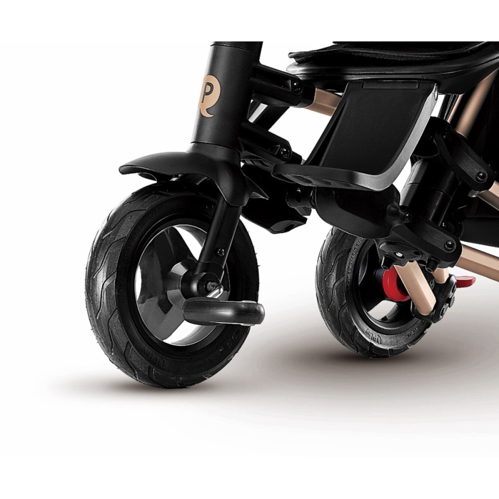 Qplay Nova+ Rubber Gold - складной детский трехколесный велосипед с родительской ручкой, поворотное сиденье (от 10 месяцев) • Golden