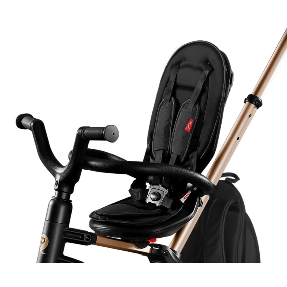 Qplay Nova+ Rubber Gold - складной детский трехколесный велосипед с родительской ручкой, поворотное сиденье (от 10 месяцев) • Golden