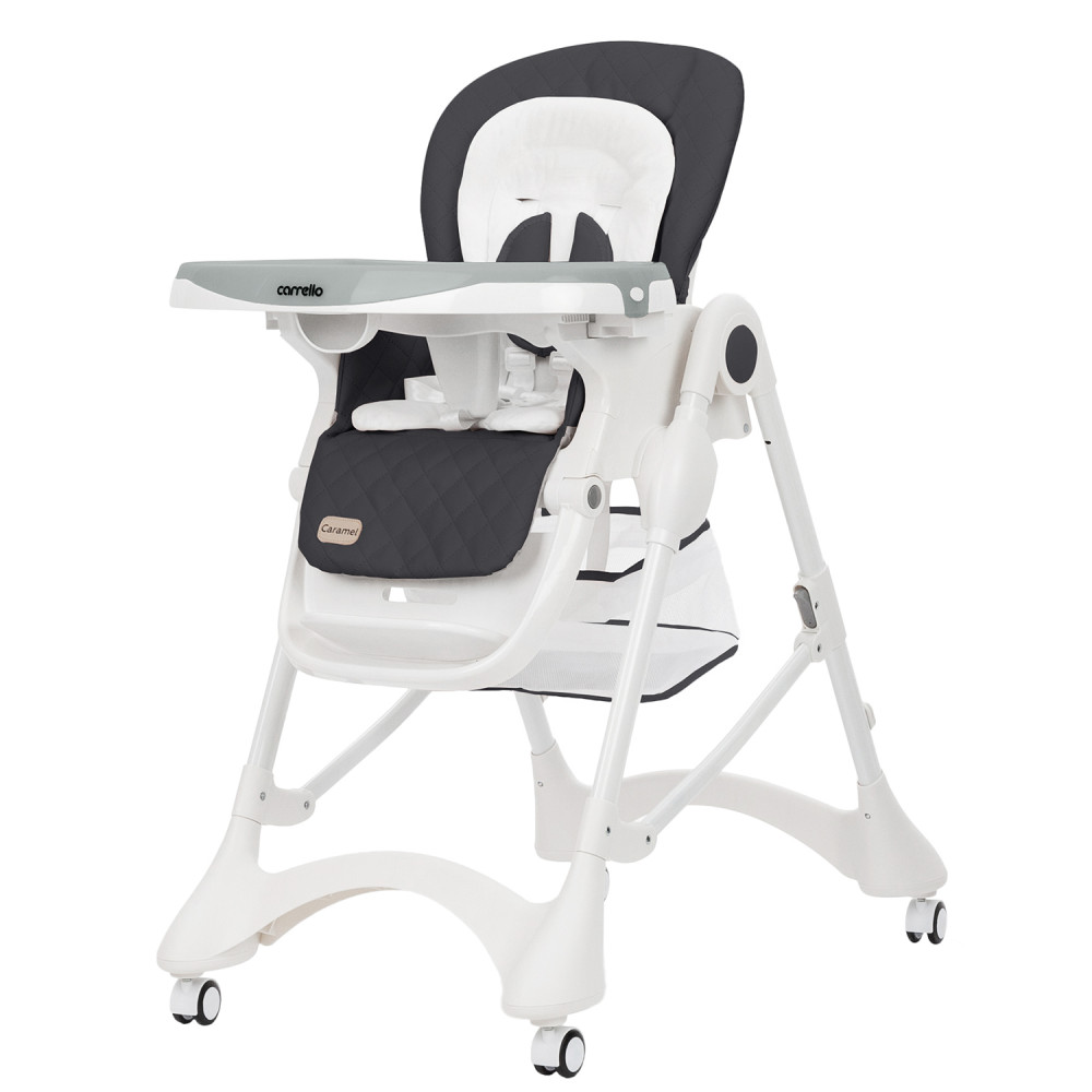 Carrello Caramel CRL-9501/3 - стульчик для кормления на колесиках (мягкий матрасик, корзина для игрушек) • Palette Grey