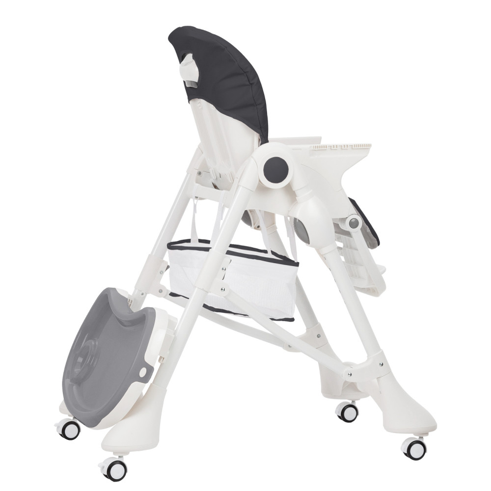 Carrello Caramel CRL-9501/3 - стульчик для кормления на колесиках (мягкий матрасик, корзина для игрушек) • Palette Grey
