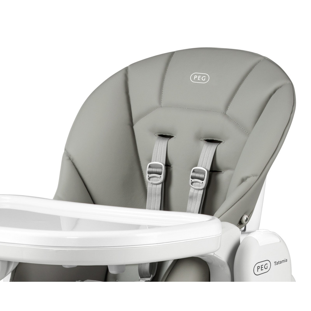 Peg Perego Tatamia Follow Me - стільчик для годування, шезлонг і гойдалка, екошкіра • Ice (сірий) Peg Perego Tatamia Follow Me - стільчик для годування, шезлонг і гойдалка, екошкіра • Ice (сірий)