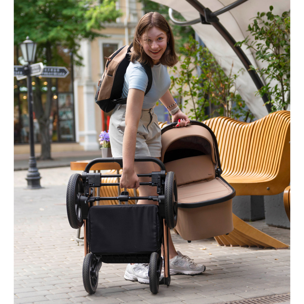 Carrello Sigma CRL-6509 - детская коляска 2 в 1, всесезонная коляска, двойная вентиляция люльки • Cream Beige