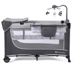 Кровать-манеж с пеленатором Kinderkraft Leody Grey (KCLEOD00GRY00AC)