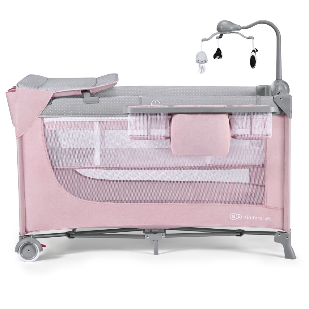 Кровать-манеж с пеленатором Kinderkraft Leody Pink (KCLEOD00PNK00AC)