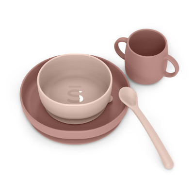 Suavinex Colour Essence Feeding Set - силиконовый набор посуды для кормления с присосками, от 4 месяцев • Розовый