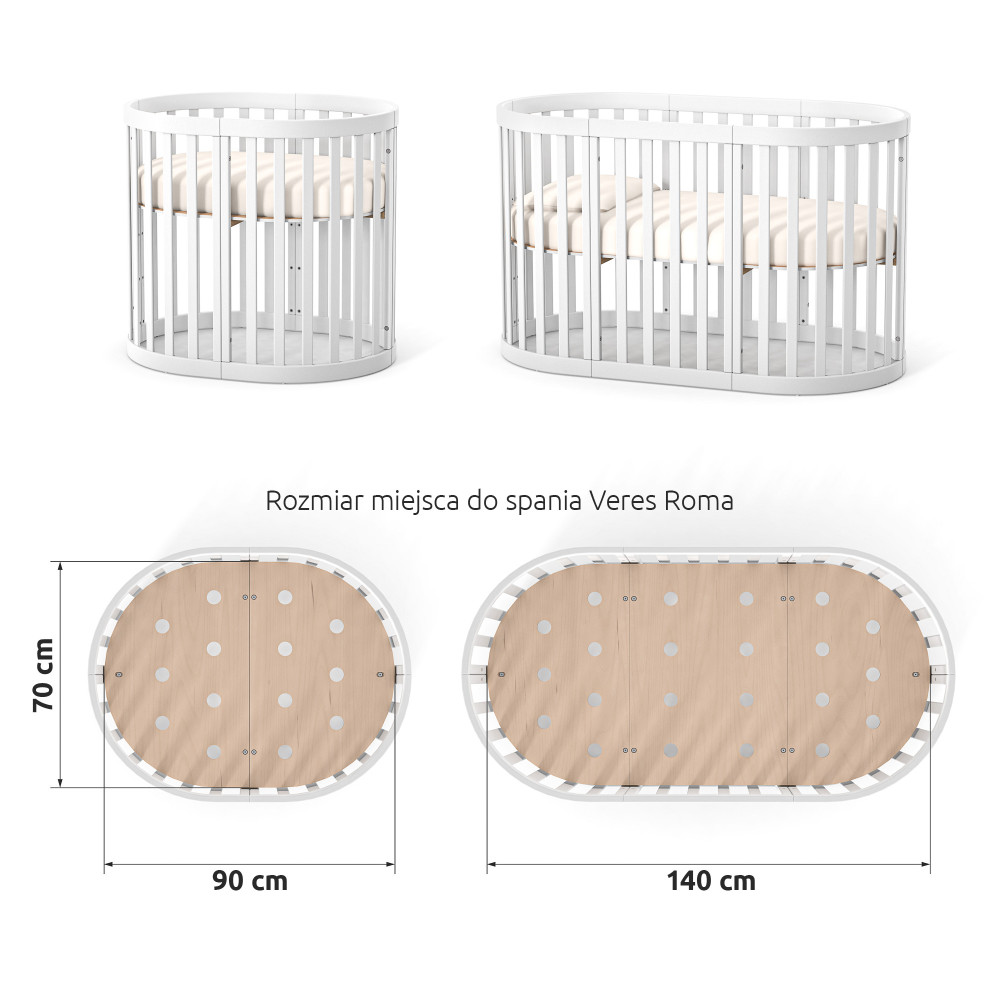Veres Roma | Верес Рим - комплект расширения кроватки Veres Roma до 140x70 см • White | Белый