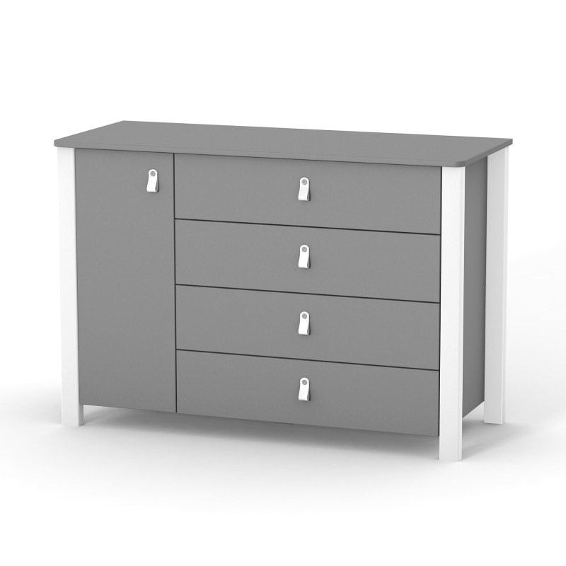 Veres Monaco | Верес Монако 1200 - дитячий комод (120 см) • Graphite White | Графітово-білий