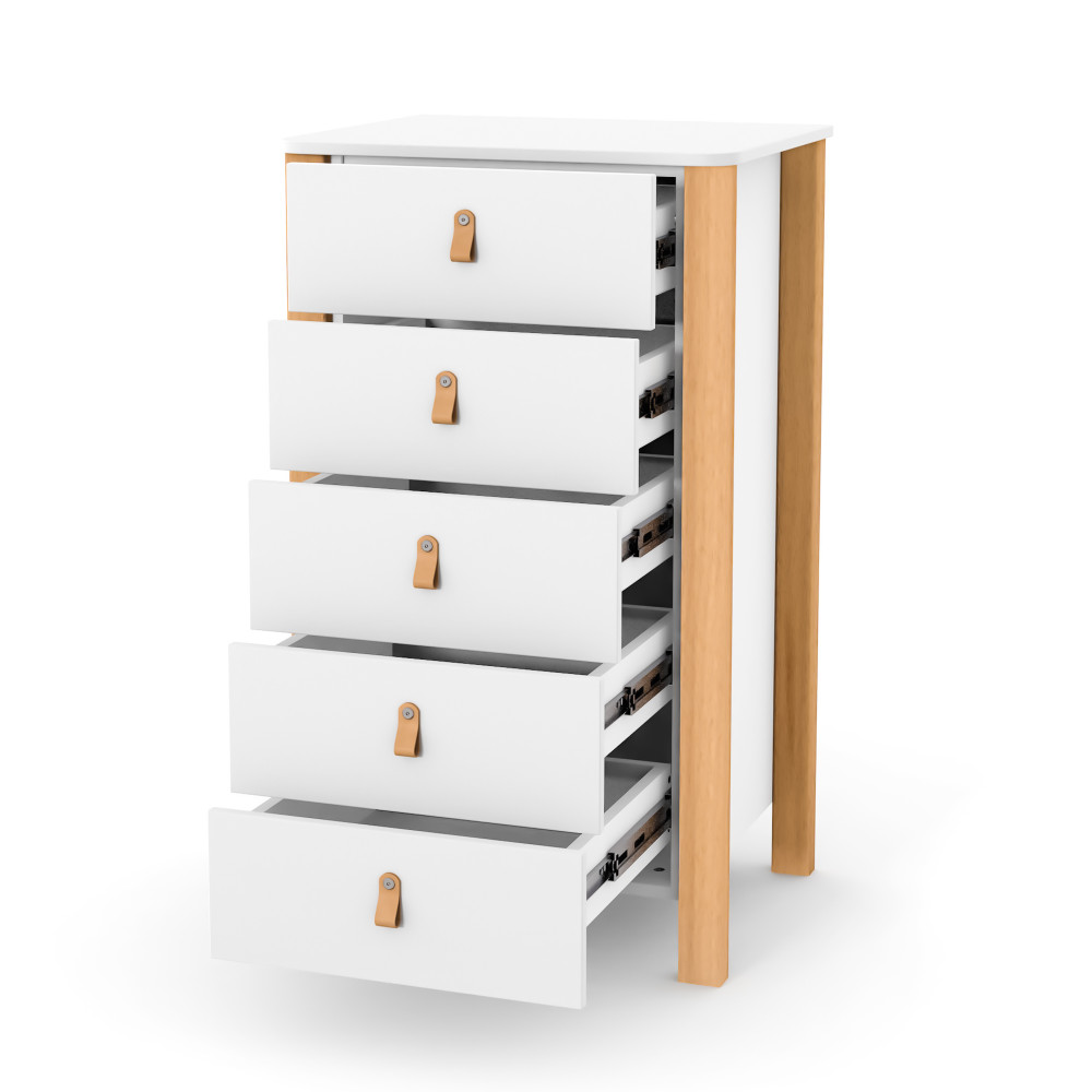 Veres Monaco | Верес Монако 600 - детский комод, высокий (60 см) • White Natural | Бело-буковый