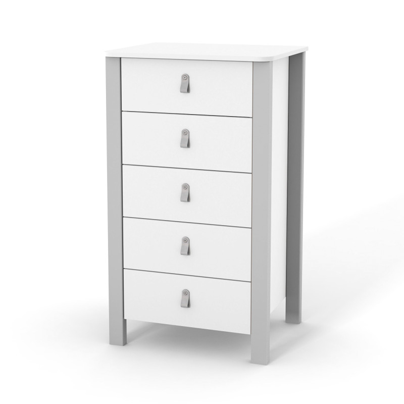 Veres Monaco | Верес Монако 600 - дитячий комод, високий (60 см) • White Grey | Біло-сірий