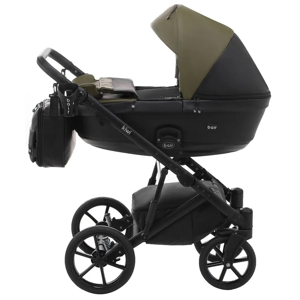 Коляска 2 в 1 Bair Kiwi шкіра 100% BK-11/15 хакі-чорний (625454) Коляска 2 в 1 Bair Kiwi шкіра 100% BK-11/15 хакі-чорний (625454)
