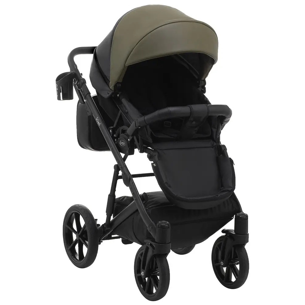 Коляска 2 в 1 Bair Kiwi шкіра 100% BK-11/15 хакі-чорний (625454) Коляска 2 в 1 Bair Kiwi шкіра 100% BK-11/15 хакі-чорний (625454)