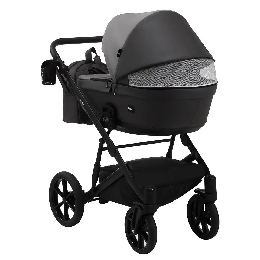 Коляска 2 в 1 Bair Kiwi шкіра 100% BK-21/15 сірий-графіт (625452) Коляска 2 в 1 Bair Kiwi шкіра 100% BK-21/15 сірий-графіт (625452)