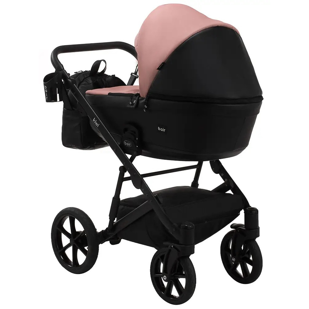 Коляска 2 в 1 Bair Kiwi шкіра 100% BK-44/15 рожева пудра-чорний (625453) Коляска 2 в 1 Bair Kiwi шкіра 100% BK-44/15 рожева пудра-чорний (625453)