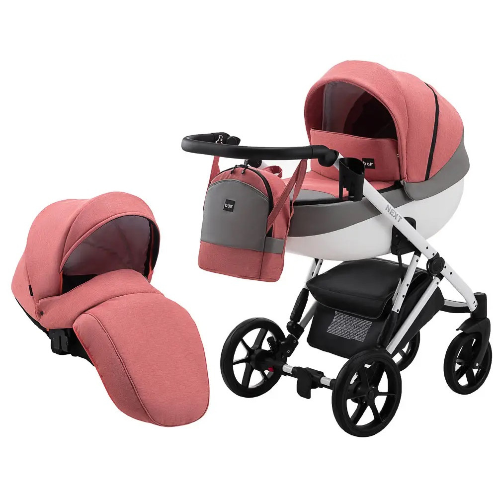 Коляска 2 в 1 Bair Next White Soft 53 кораловий (625546) Коляска 2 в 1 Bair Next White Soft 53 кораловий (625546)