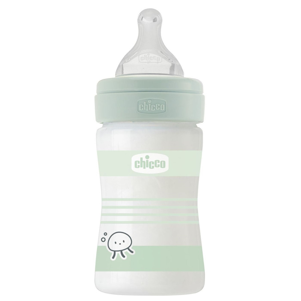 Пляшечка скло Chicco Well-Being Colors 0+, 150мл, соска силікон (28711.31)