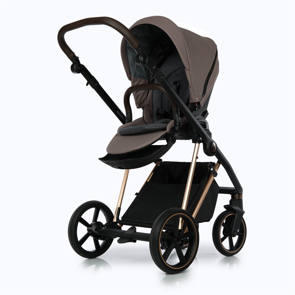 Roan Ivi 2.0 - дитяча коляска 2в1, всесезонний візок, великі колеса, м'яка амортизація, сонцезахисний козирок у комплекті • Cocoa Rose Gold (R-I-CRG)
