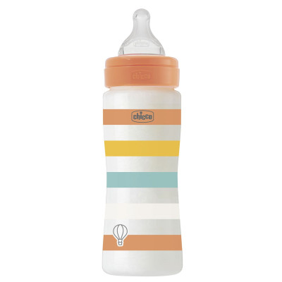 Пляшечка пластик Chicco Well-Being Colors 4+, 330мл, соска силікон, orange (28637.31)