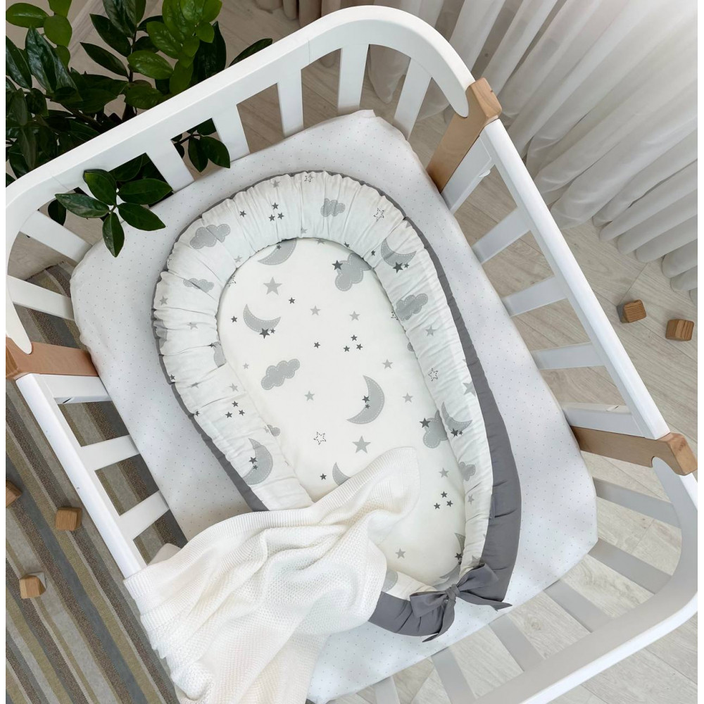 Кокон Маленька Соня Baby Design Сірі хмари з місяцем (5019487)