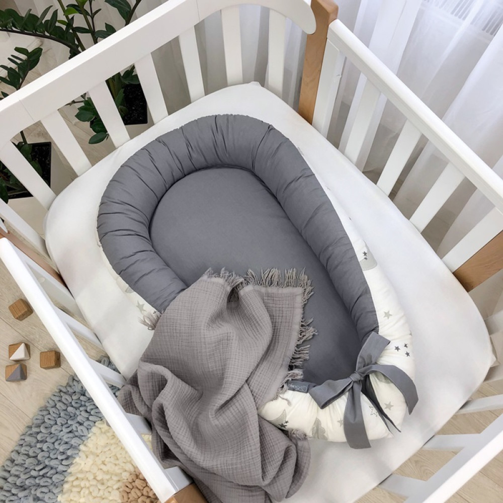Кокон Маленька Соня Baby Design Сірі хмари з місяцем (5019487)