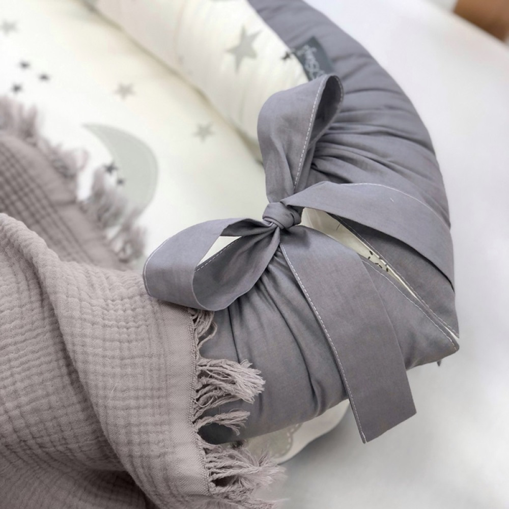 Кокон Маленька Соня Baby Design Сірі хмари з місяцем (5019487)