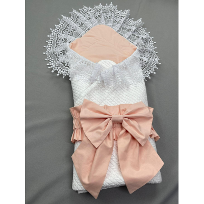 Конверт на виписку (кокосовий вкладиш) вафельний, стьобаний, ажурний, персиковий