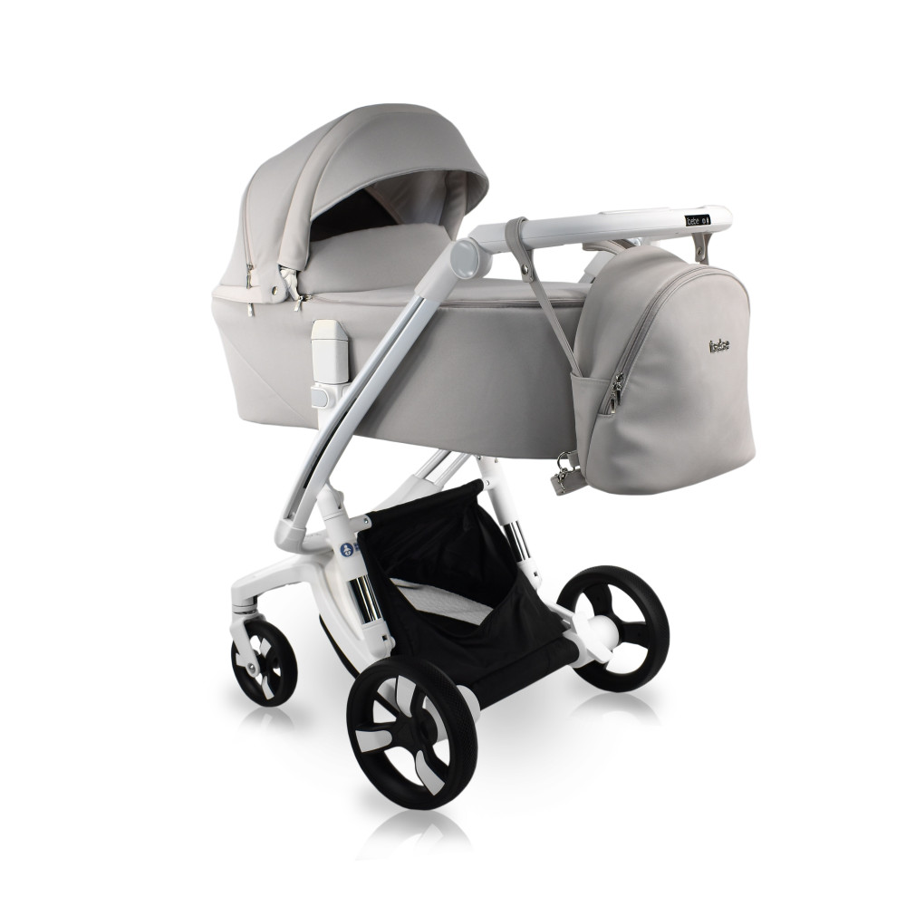 iBebe i-Stop - коляска 2 в 1, электрические тормоза, мягкая амортизация, реверсивный прогулочный блок • IS11 Grey