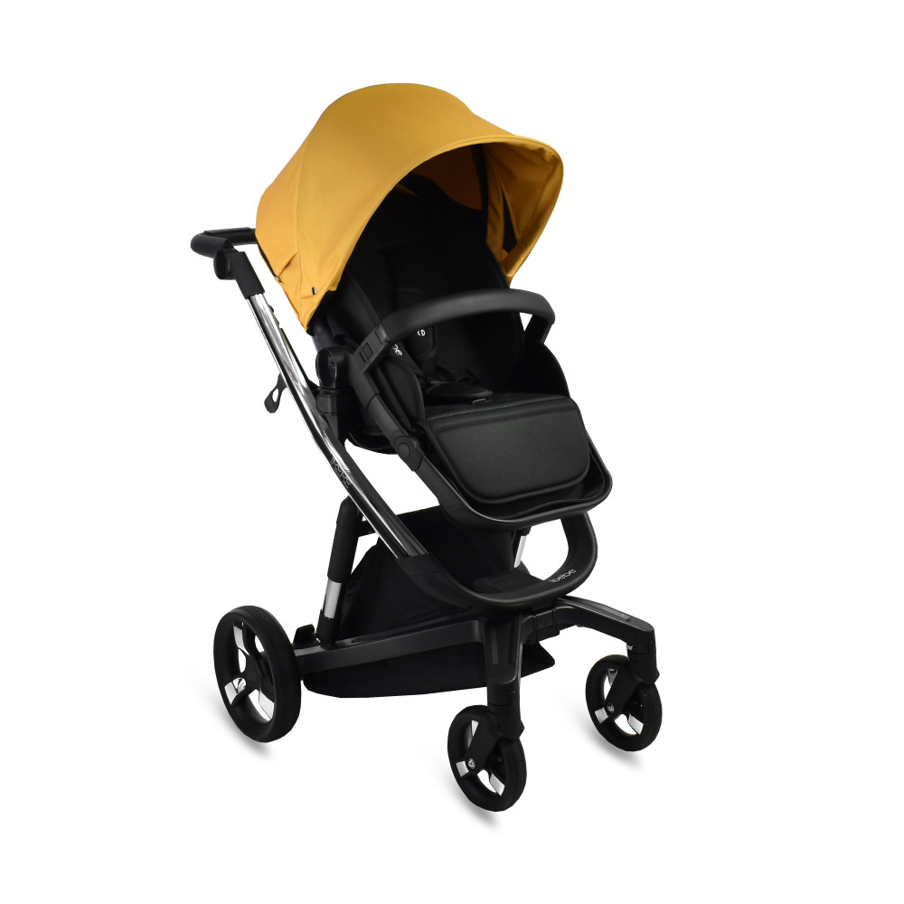 iBebe i-Stop - коляска 2 в 1, електричні гальма,  м\'яка амортизація, реверсивний прогулянковий блок • IS110 Yellow