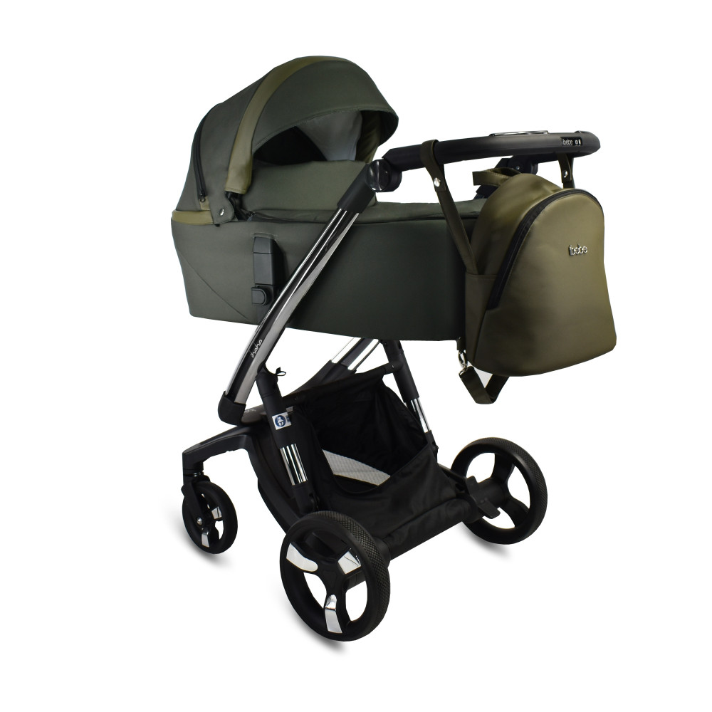iBebe i-Stop - коляска 2 в 1, електричні гальма,  м\'яка амортизація, реверсивний прогулянковий блок • IS112 Dark Green