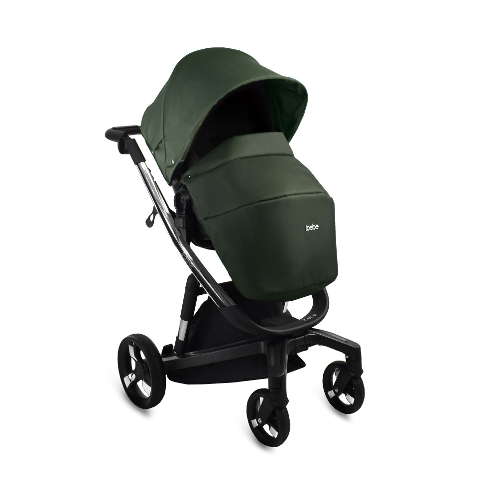 iBebe i-Stop - коляска 2 в 1, електричні гальма,  м\'яка амортизація, реверсивний прогулянковий блок • IS112 Dark Green