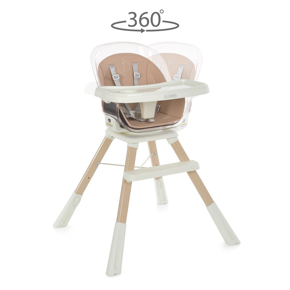 El Camino Twist ME 1104 - стільчик для годування, поворот сидіння на 360 градусів (знімний чохол з екошкіри, захист від сповзання) • Pink