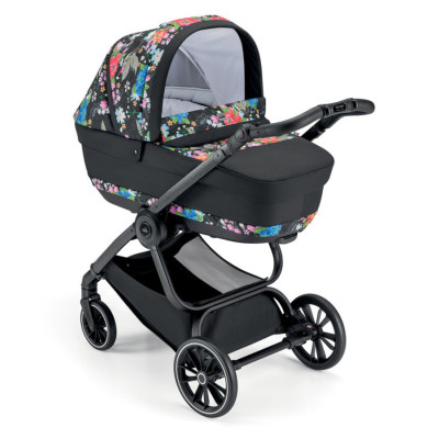 Cam Techno Milano - коляска 2 в 1 • Black Floral / Scratch Grey (805T/V99/978/551K)
