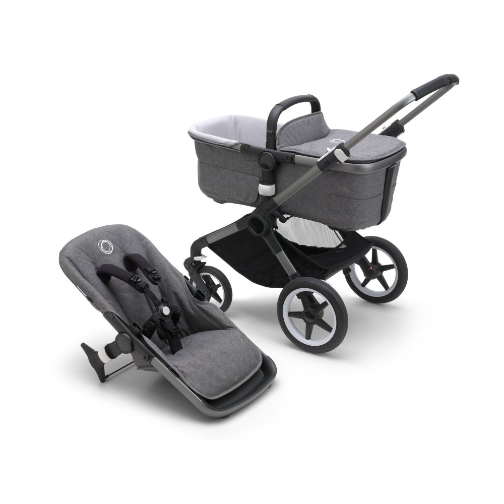 Bugaboo Fox 3 Base - коляска 2 в 1 без капюшона • Graphite / Grey mélange
