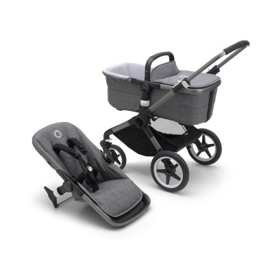 Bugaboo Fox 3 Base - коляска 2 в 1 без капюшона • Graphite / Grey mélange