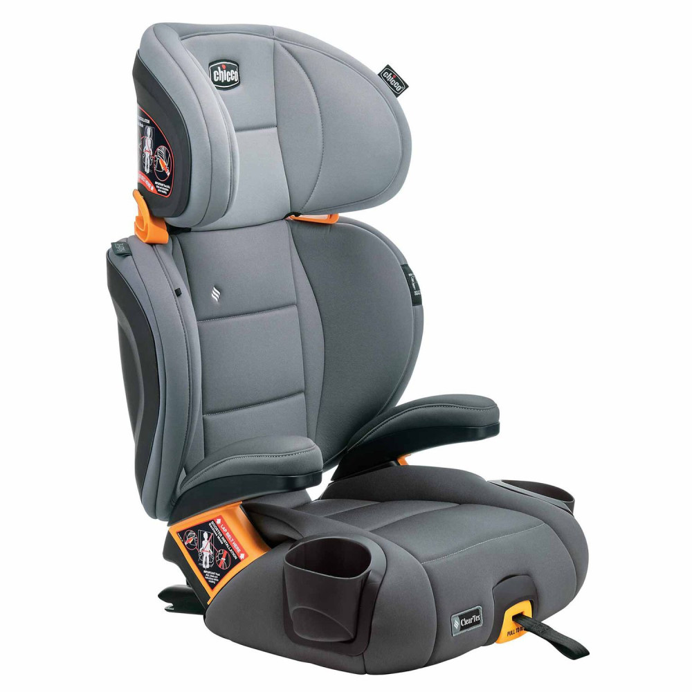 Chicco KidFit ClearTex Plus - детское автокресло с креплением Isofix, анатомическое сиденье (от 4 до 12 лет / 97 - 145 см) • Grey (79627.12.07)