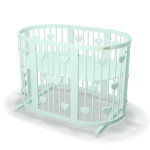 Дитяче ліжечко-трансформер IngVart Smart Bed 9 в 1 з серцями, м'ятний