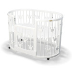 Дитяче ліжечко-трансформер IngVart Smart Bed Plus 10 в 1 з коронами, білий