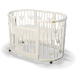 Дитяче ліжечко-трансформер IngVart Smart Bed Plus 10 в 1 з коронами, молочний