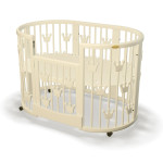 Дитяче ліжечко-трансформер IngVart Smart Bed Plus 10 в 1 з коронами, слонова кістка