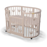 Дитяче ліжечко-трансформер IngVart Smart Bed Plus 10 в 1 з коронами, капучино