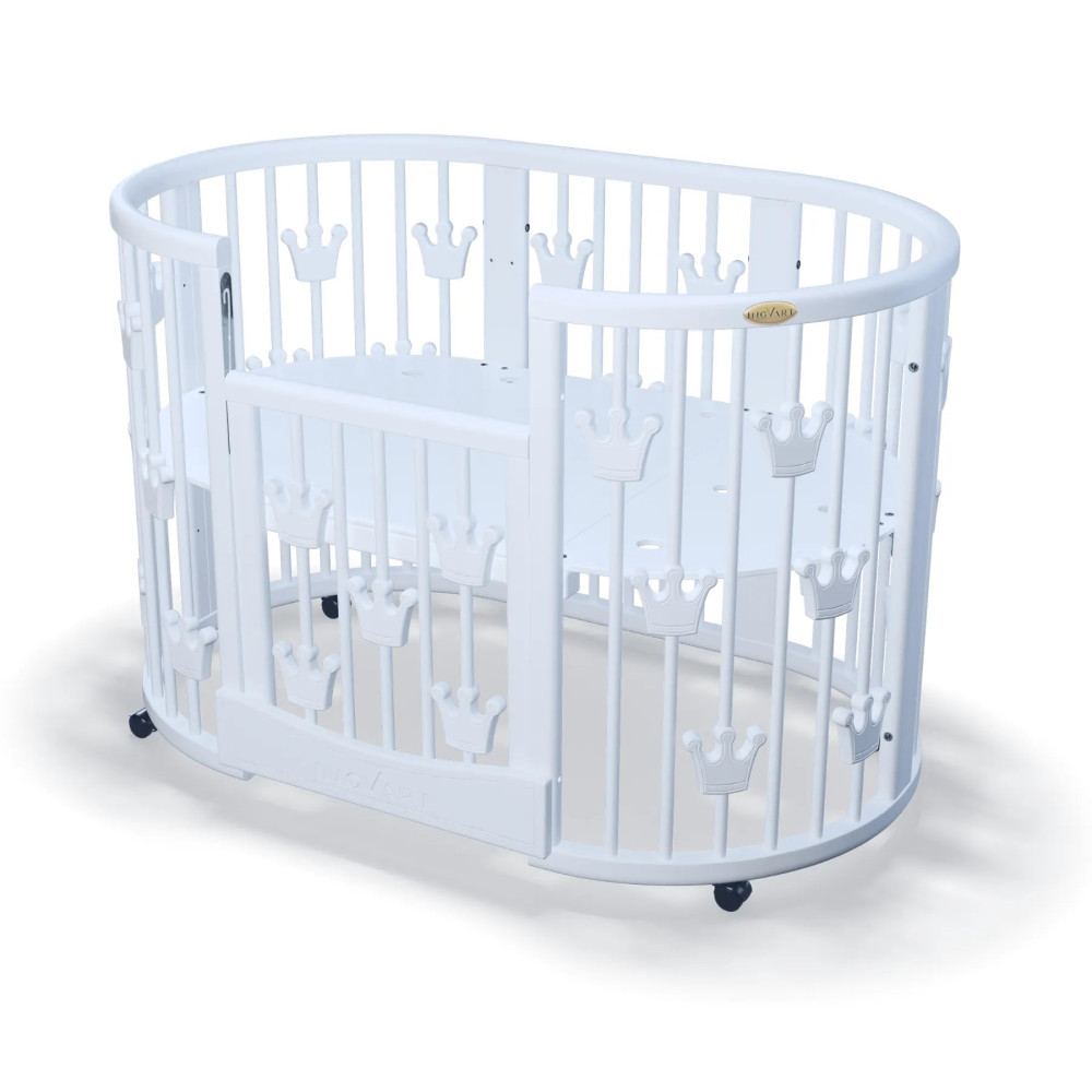 Дитяче ліжечко-трансформер IngVart Smart Bed Plus 10 в 1 з коронами, лаванда