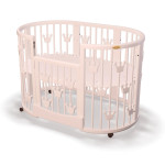 Дитяче ліжечко-трансформер IngVart Smart Bed Plus 10 в 1 з коронами, рожевий