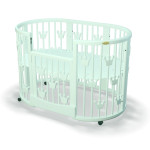 Дитяче ліжечко-трансформер IngVart Smart Bed Plus 10 в 1 з коронами, м'ятний