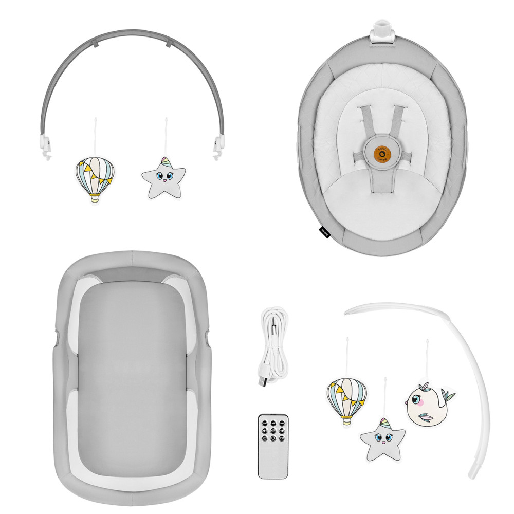 Шезлонг-качель 2 в 1 Lionelo Bella Set Grey Concrete